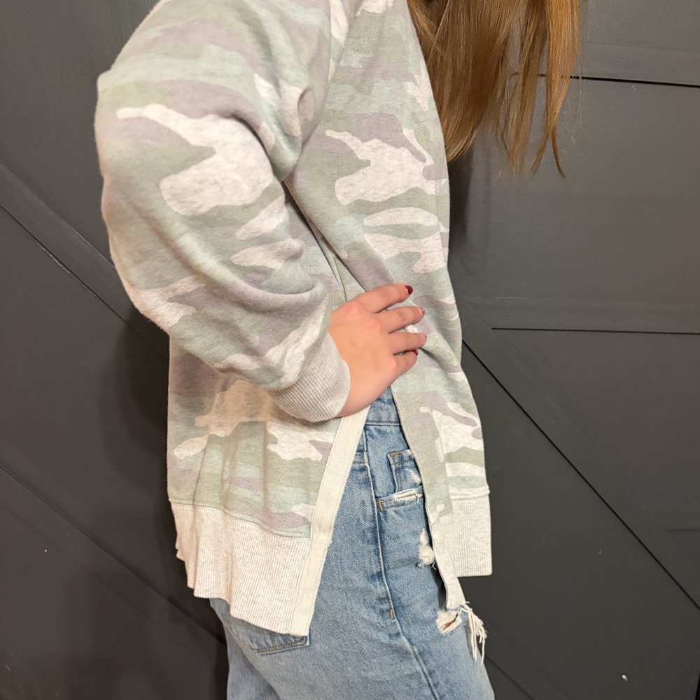 Aerie Green and Gray Camouflage Sweatshirt - Picture 2 of 5
